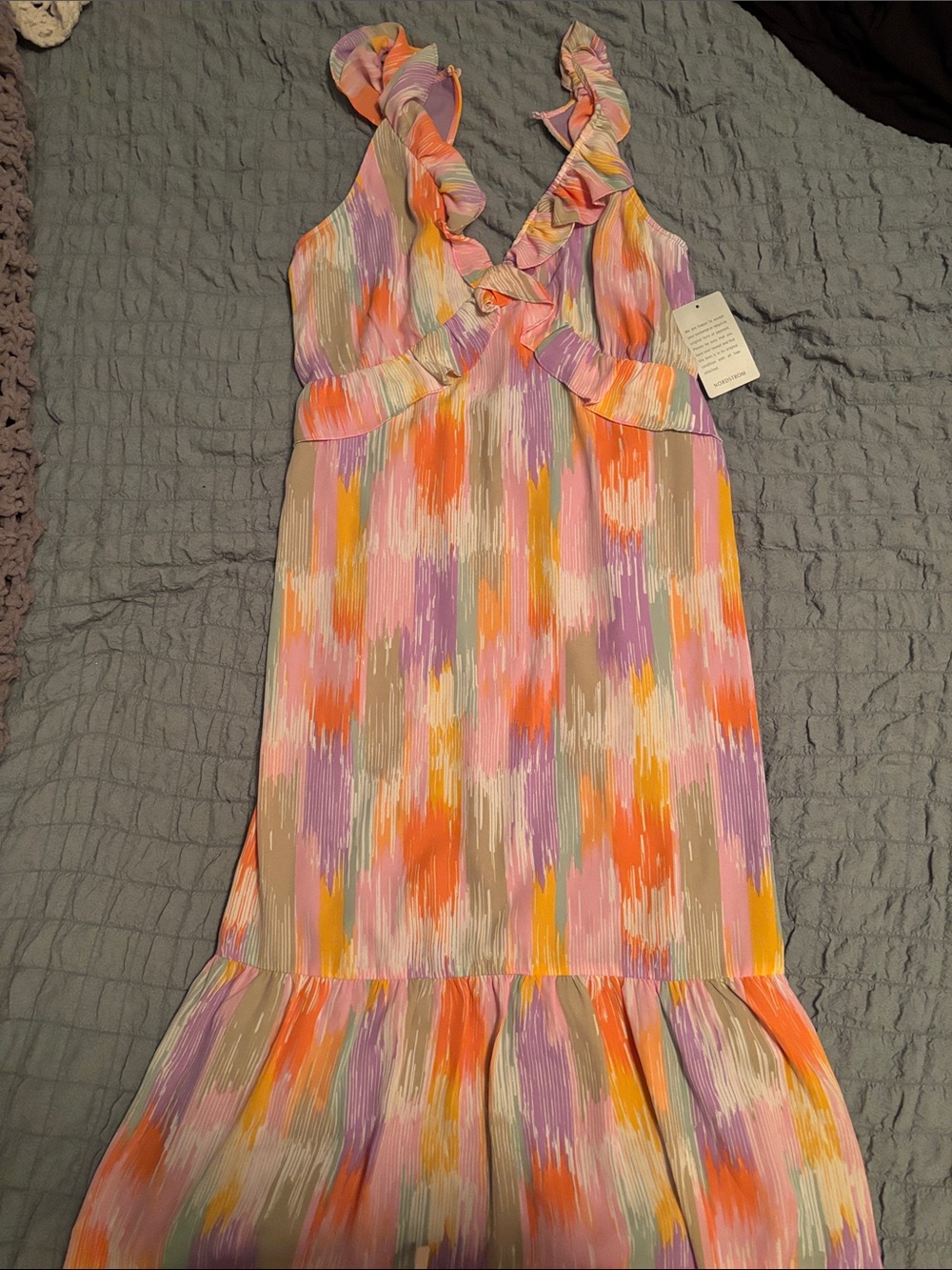 Women’s Multi-Color Ruffle Strap Maxi Dress